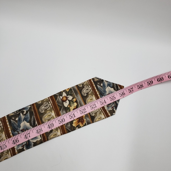 Bill Blass Silk Vintage Floral Paisley Patterned Tie - Picture 11 of 12